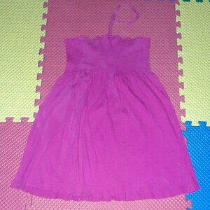 Hot pink halter strap smocked sundress, beach cover up
